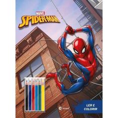 Imagem de Livro Ler E Colorir Gigante Com 6 Lápis De Cor Homem-aranha