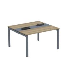 Imagem de Mesa Plataforma Dupla com Pé de Aço para Coworking 130x120 Pdc13/12/2p Noce Naturalle/Grafito