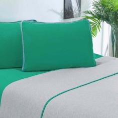 Imagem de Jogo De Cama Malha Lençol 100% Algodão Urbano 4 Peças Casal - Verde Ja