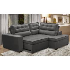 Imagem de Sofá de Canto Retrátil e Reclinável com Molas LD 2,50x2,00m Viviane Suede Cinza Madelina Decor