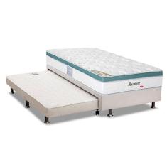 Imagem de Cama Box c/Auxiliar Solteiro: Colchão Herval MasterPocket Meditare + Base crc Courano Branco(88x188)
