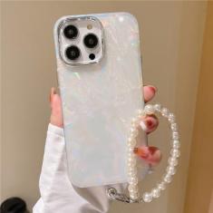 Imagem de Bonito amor coração joias corrente de pérola alça de pulso capa sonhadora para iPhone 15 13 12 11 14 Pro Max capa de mármore com brilho laser, A02, para iPhone 13 ProMax