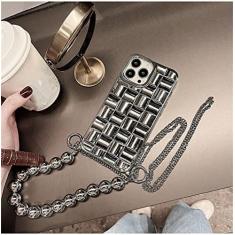 Imagem de Colar transversal cordão de contas de metal pulseira corrente 3D treliça chapeamento caso para iPhone 13 12 11 14 Pro Max XS XR X capa, A, para iphone 12