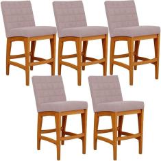 Imagem de Kit 05 Banquetas Baixa Cozinha Bancada L02 Rosê