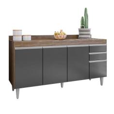 Imagem de Balcão Cozinha Lorena 160cm Freijó Com Grafite  C/ Tampo - Belliv Deco