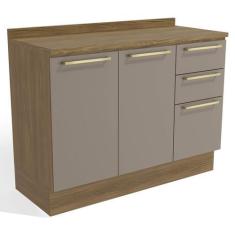 Imagem de Armário de Cozinha Balcão 2 Portas e 3 Gavetas 120cm com Tampo M624 Bo