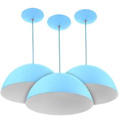 Imagem de Kit 3 Lustres Pendente Meia Lua 40cm Alumínio  Bebê