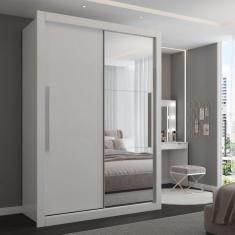 Imagem de Guarda-Roupa Solteiro Cardiff 2 Portas 2 Gavetas com Espelho Branco - Panorama Móveis