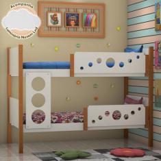 Imagem de Beliche Solteiro Star - Branco com Mel + Acompanha Luminária Nuvem - M