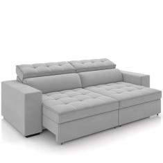 Imagem de Sofá Retrátil Reclinável Para Sala de Estar Living 246cm Clara M03 Veludo Cinza - Lyam Decor