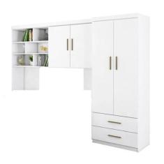 Imagem de Jogo De Quarto Chiara 2 Peças Guarda Roupa E Módulo Aéreo Branco - Pho