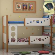 Imagem de Beliche Solteiro Star - Branco com Mel + Acompanha Lousa Mágica - MADE