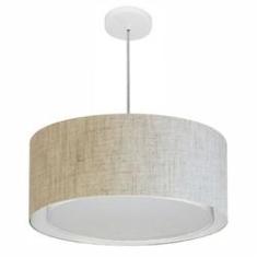 Imagem de Lustre Pendente Cilíndrico Duplo Md-4294 Cúpula em Tecido 50x25cm Rustico Bege - Bivolt