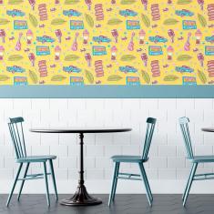 Imagem de Papel De Parede Adesivo Figurinhas N010185 Rolo 0,58X3M