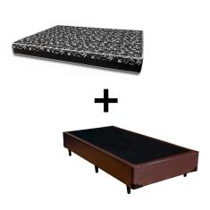 Imagem de Cama Box Solteiro 88 Tecido Sintético Marrom com Colchão Belize Bello Box - D33 Preto 57x88x188