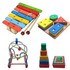 Imagem de Kit Brinquedo Pedagógico Educativo Em Madeira Escolha O Seu Kit Educat