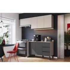 Imagem de Cozinha Modulada 4 Peças Tampo Aéreo 3 Portas Balcão 2 Portas 3 Gaveta