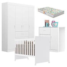 Imagem de Quarto De Bebê Lívia Branco Brilho Com Colchão Gazin - Canaã