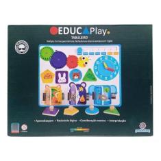 Imagem de Brinquedo Educativo De Madeira Tabuleiro Relógio, Formas E Inglês Educ