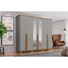 Imagem de Guarda-Roupa Andreas 06 Pts. C/ Espelho Cinza/Nature - Henn