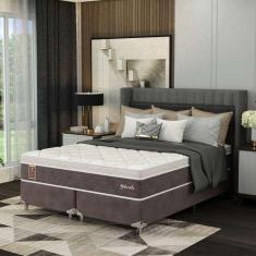 Imagem de cama box queen le com colchão molas ensacadas (67x158x198) marrom e branca