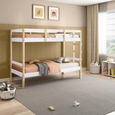 Imagem de Beliche Solteiro Soft Madeira E Mdf Casatema Branco/natural