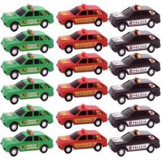 Imagem de Kit 25 Carrinho Carro Brinquedo 17cm Polícia Bombeiro Doação Atacado B