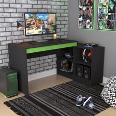 Imagem de Mesa Escrivaninha Gamer com 4 Nichos B24 - Preto/Verde