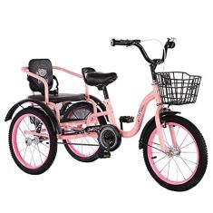 Imagem de Triciclo adulto ao ar livre de 40,6 cm, bicicleta de três rodas com cesta de compras com assento de encosto, bicicleta para compras, piquenique, ciclismo, pedalada, esportes, homens, mulheres