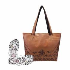 Imagem de Bolsa Chinelo Feminino Arabesco Marrom Magicc Bolsas