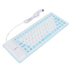 Imagem de Teclado de Silicone Teclado Oll Up Silencioso Macio Confortável USB Com Fio Design Totalmente Selado Teclado de Borracha Portátil Leve Teclado de Silicone para PC (Azul)