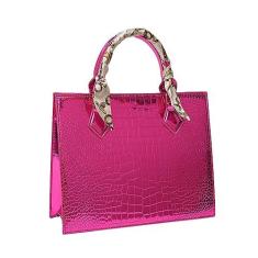 Imagem de Bolsa feminina feminina de couro PU com alça superior grande, Rosa