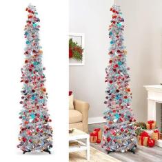 Imagem de Árvore de Natal LHMTQVK 1,5 m de prata artificial com lantejoulas
