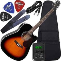 Imagem de Kit Violão Folk Eletroacústico Cordas Aço Gf1r Sb Giannini