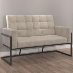 Imagem de Namoradeira Com 2 Lugares Base de Ferro para Recepção Decorativa (Tecido Suede, BEGE)