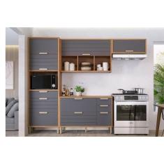 Imagem de Cozinha Completa Eloise 4 Peças (2Aéreos+1Balcão+1TorreQuente) C4P181 Freijo/Titanium - MGM
