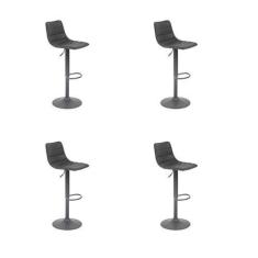 Imagem de Kit 4 Banquetas Barbacena Preta PU Base Disco - Rivatti