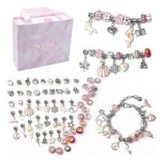 Imagem de Kit Pulseira Berloque Infantil Com 66 Peças Múltiplas Combinações Pronto Para Presentear