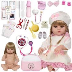 Imagem de Bebe Boneca Reborn Silicone Realista Princesa Com 24 Itens - Cegonha R