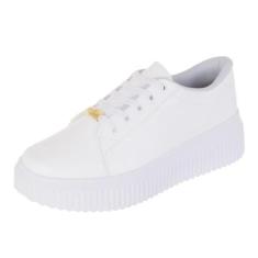 Imagem de Tênis Casual Feminino Confortável Plataforma Bellinda Shoes, Branco, 3