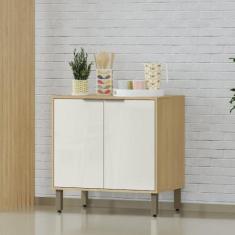 Imagem de Balcão de Cozinha 80cm Glória 2 Portas Castanho/off White