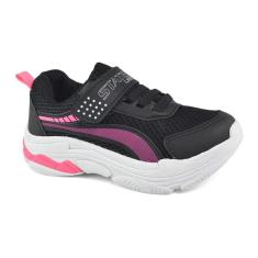 Imagem de Tênis Botinho St110 Casual Conforto Meninas Preto Pink