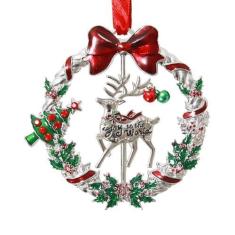 Imagem de Decorações de árvore de Natal - Enfeite de guirlanda de Natal de metal 2024 com pingentes giratórios de árvore de veado decoração de lembrança, ideias de presente de mercadoria para férias dentro de
