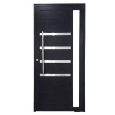Imagem de Porta Pivotante de Alumínio 210 x 100cm com Friso e Visor 30 Direita Esquadrias Bergame Preto