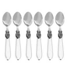 Imagem de CJ 6 COLHERES P/MESA DE ACO INOX C/CABO DE PLASTICO DESTINY TRANSPARENTE 20,5cm