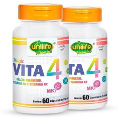 Imagem de Kit 2 Vita4 Cálcio Magnésio Vitamina D e K2 Unilife