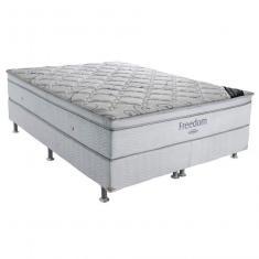 Imagem de Conjunto Cama Box Colchão Freedom Super King 193x203x32cm Ortobom Cinza / Branco