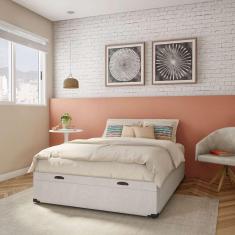 Imagem de base para cama box casal k com baú (47x138x188) branca