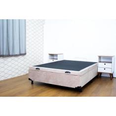 Imagem de Cama Box Baú Casal em Sued Bege com Pistão A Gás - 138x188 - RR Colchõ