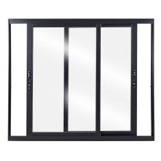 Imagem de Janela de Correr Alumínio Preto 2 Folhas Móveis 100x150x8,6cm Topsul